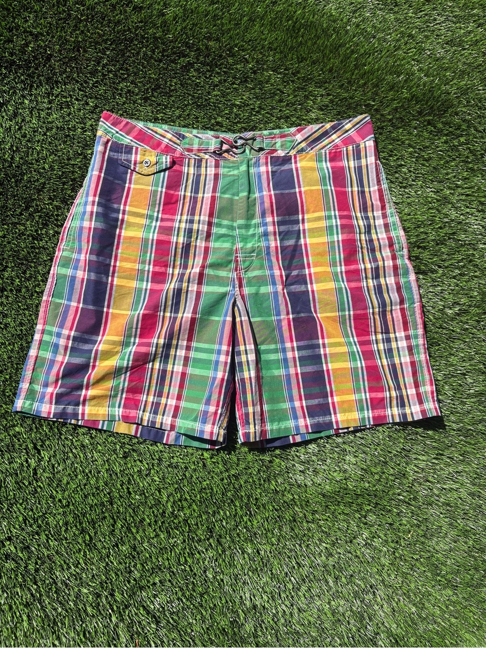 Vintage Polo Ralph Lauren Men’s Plaid Board Shorts Mesh Lined Drawstring